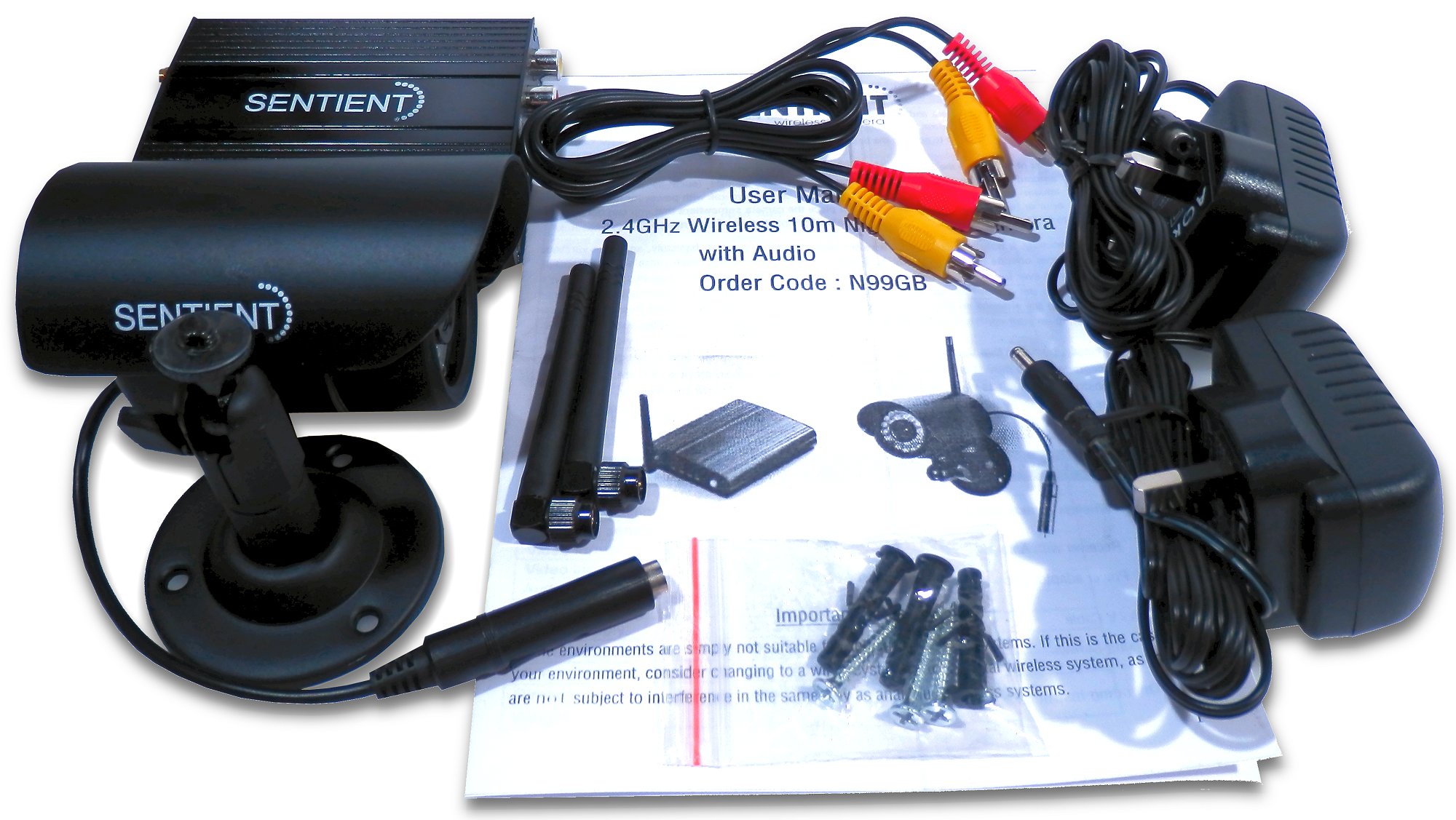 Sentient 2.4GHz Wireless 10m Nightvision Colour CCTV Camera + Audio, 27