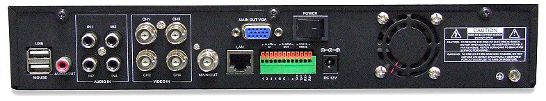 Rear - 4 CH H.264 Network 250GB CCTV DVR iPhone Mobile Access, Features: iPhone/Mobile Viewing, Network, 100Fps, 4 Channel Audio & Video