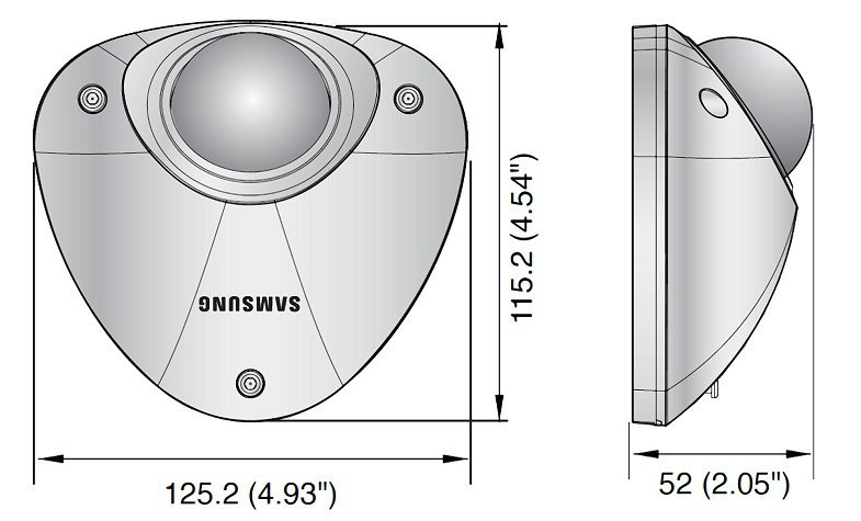 Dimensions - Samsung SNV-5010P Techwin 1.3Mp HD Vandal-Resistant Network IP Camera SNV5010P SNV5010