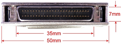Picture External 50 Pin Mini Male SCSI Connector.