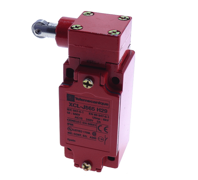 Animation - Telemecanique XCL J565 H29 Side Plunger with Vertical Roller Bearing Limit Switch