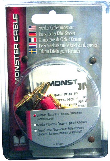 Box - 4 Pack - Monster Tips 4mm Banana Plug Extra Thick Speaker Cable Connectors