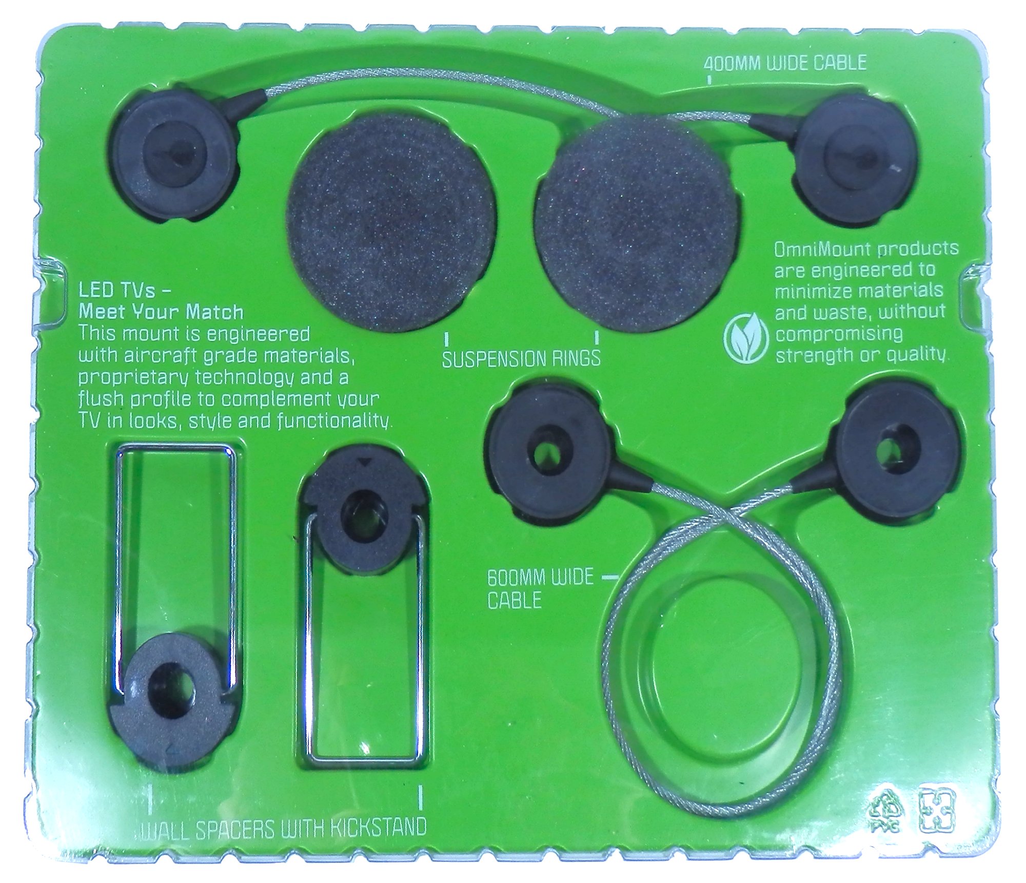 Technical Data Omnimount LEDW120 Suspension LED TV Wire Mount, 400mm