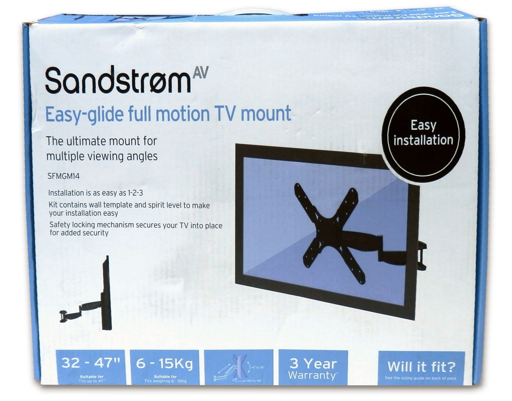 Sandstrom SFMGM14 Full Motion Easy Glide 3247" TV/LCD Wall Mount VESA 400x400mm eBay