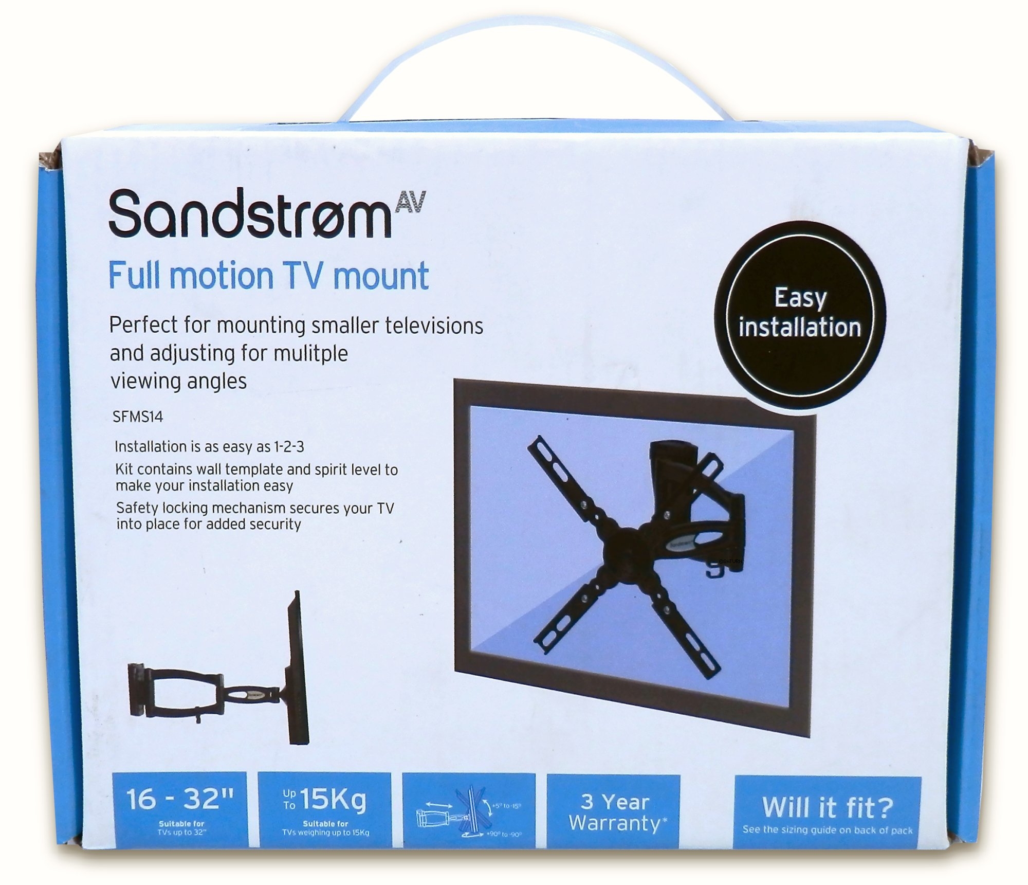 Technical Data SANDSTROM SFMS14 Full Motion Cantilever TV Bracket for TVs from 16"32"