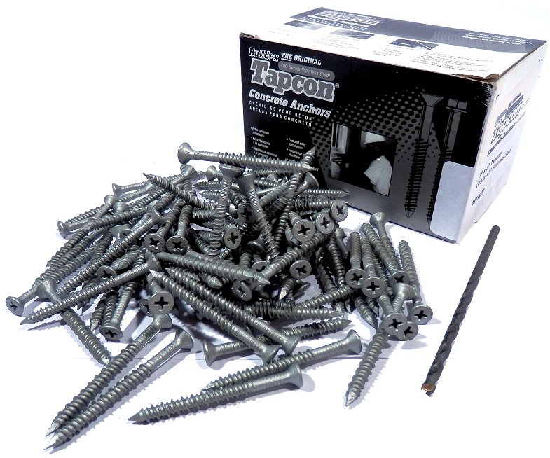 Box of 100 100 ITW Buildex Spit Stainless Steel Tapcon 5x57mm 3/16"x2-1/4" CountersunkCsk 3419907 Concrete Anchor screw PFH-410SS
