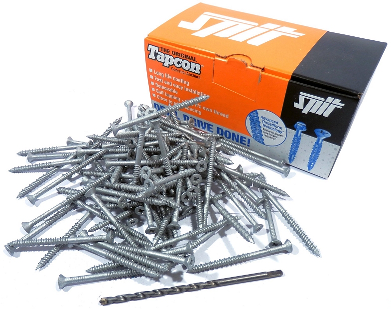 Box of 100 ITW Buildex Spit Stainless Steel Tapcon 5x70mm 3/16"x2-3/4" CountersunkCsk 3420907 Concrete Anchor screw PFH-410SS