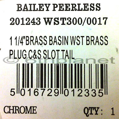 BAILEY PEERLESS 1 1/4" with 89mm Slotted tail FLUSH GRATED Chrome ART 201429 