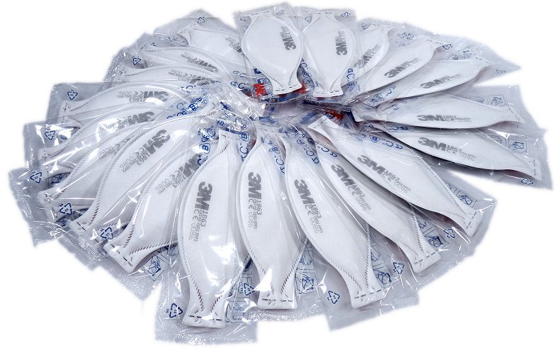 Picture Lot of 20 - Box of 20 3M 1863 Fluid resistant Respirator mask. FFP3 filtering EN 149:2001 Approved for infectious diseases
such as Avian Flu, TB, SARS and Ebola