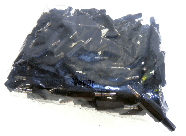  Picture - 100 x Stereo Jack 3.5mm, Black Case with Strain Relief Marushin JAPAN MP-019MS