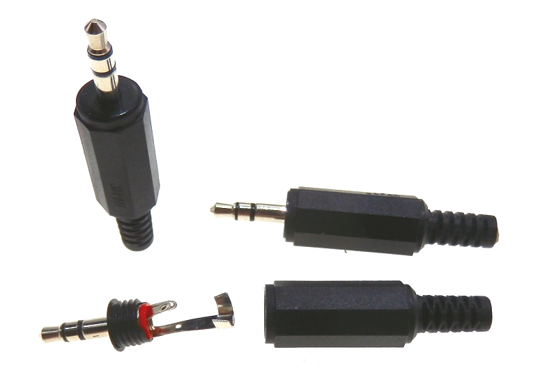  Picture - Stereo Jack 3.5mm, Black Case with Strain Relief Marushin JAPAN MP-019MS