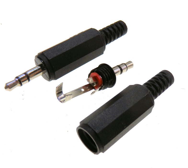  Picture - Stereo Jack 3.5mm, Black Case with Strain Relief Marushin JAPAN MP-019MS