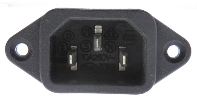  Picture - IEC C14 Mains inlet scoket 10/15Amp 250VAC 4.8mm Tab or Solder. Rong Heng SS-7B-VDE.