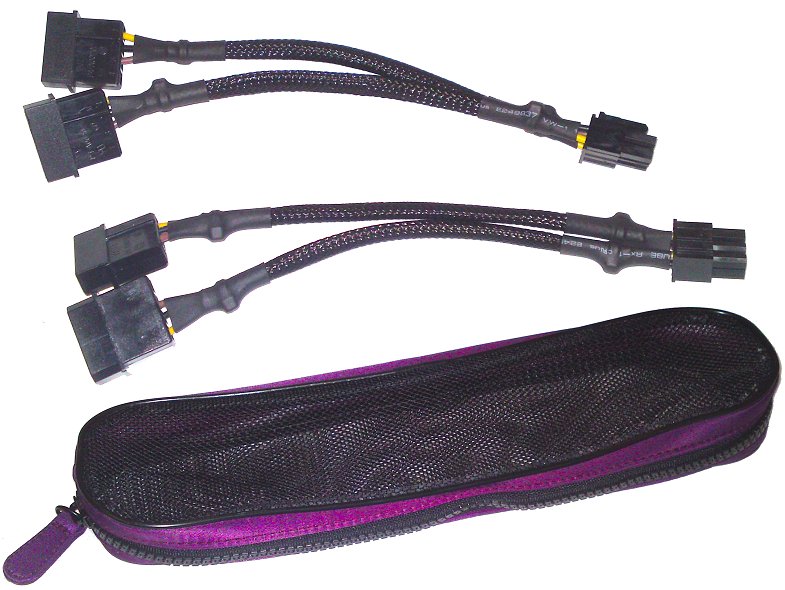 Pair of HiperPower HiperLink, 2pcs x Molex to Express (PCI-E) power converter, Retail Packed with (FREE TRAVEL CASE) HLC-4M2E-15.