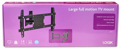 Box Picture - Logik LFML14 Full Motion TV Wall Mount for up to 50" Televisions and up to VESA 600 x 400