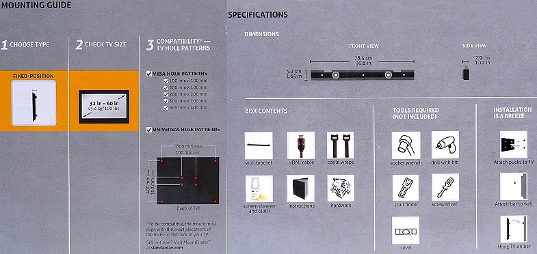Kit Picture Sanus SAV300-B2 SAVL TV Wall Mount Starter Kit, 29 mm Mounting Profile