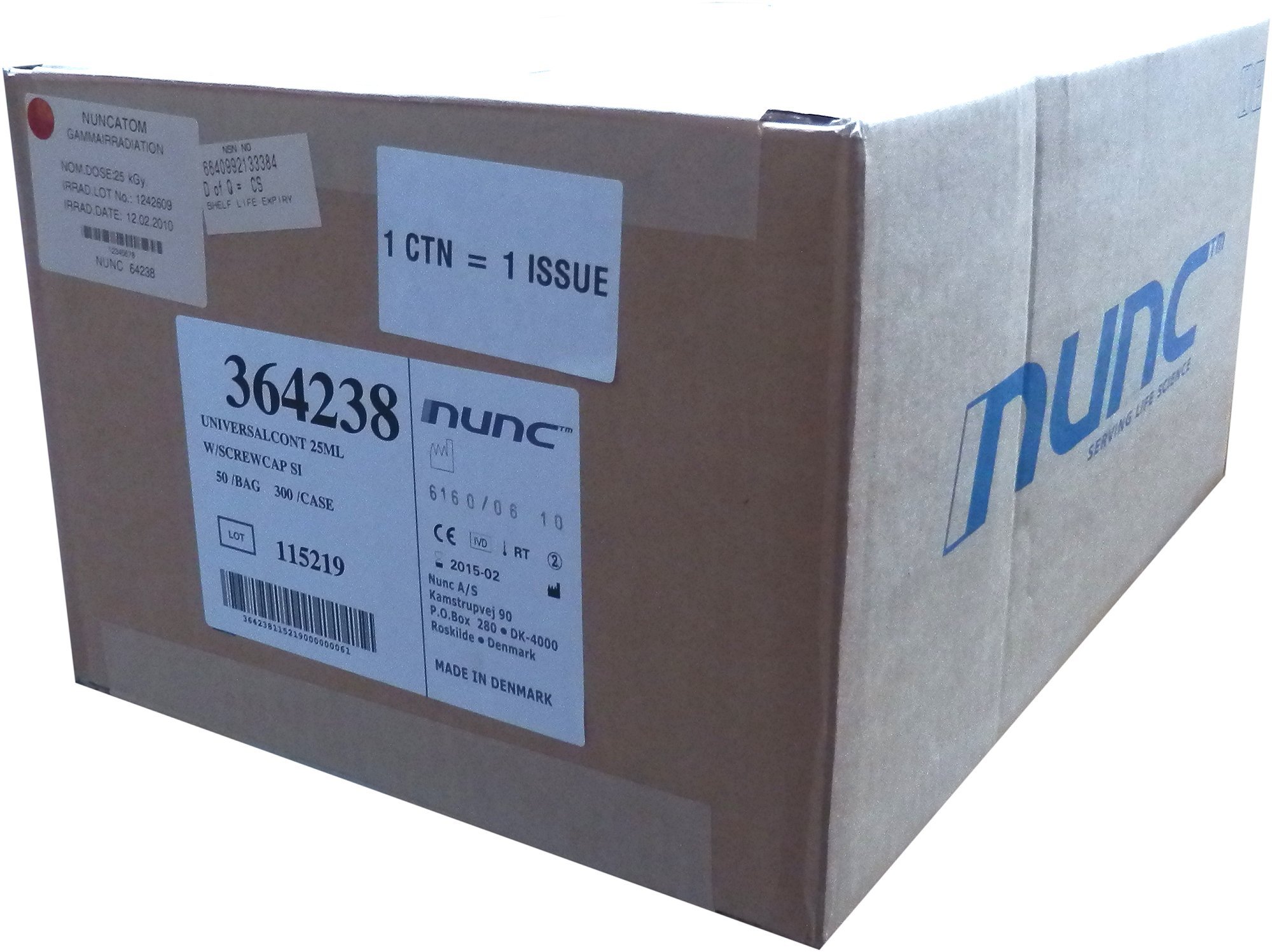 Nunc Container Technical Data - 50 x 25ml Sample containers. Nunc DIS-989-190B ...